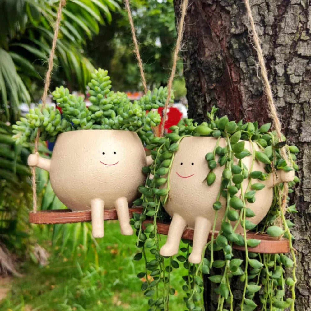 face planting pots Swing Face Planter Pot. – Yard Yields
